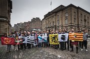 Podporu pro samostatnost přijeli vyjádřit i separatisté z jiných částí světa, kteří by osamostatněním Skotska získali pádný argument. Zleva: Navarra, Baskitsko, Sardinie, Bretaň, Korsika, Galicie, Vlámsko, Korsika a Katalánsko.